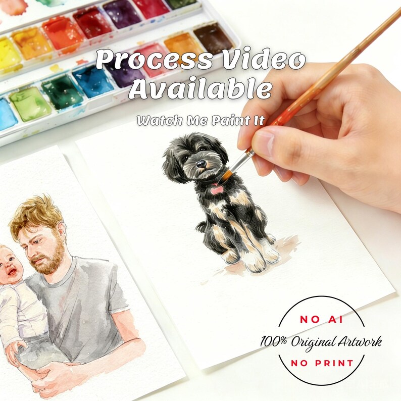 Aangepaste aquarel huisdier portret van foto, mini schilderij op maat voor huisdieren, hond herdenkingscadeau, attent huisdier cadeau, hond herdenkingscadeau afbeelding 2