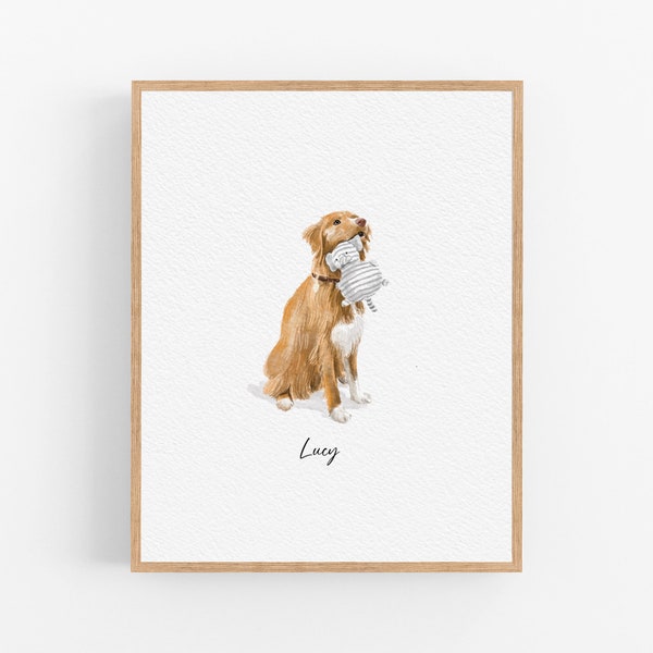 Custom Mini Watercolor Pet Portrait, Tiny Dog Portrait From Photo, Personalised Dog memorial Gift on Framed, Pet Painting