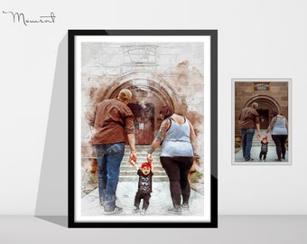 Aquarell Porträt Gemälde vom Foto, individuelle Aquarell Malerei, Familien Porträt, Jubiläumsgeschenk, Paar Geschenk, personalisiertes Geschenk