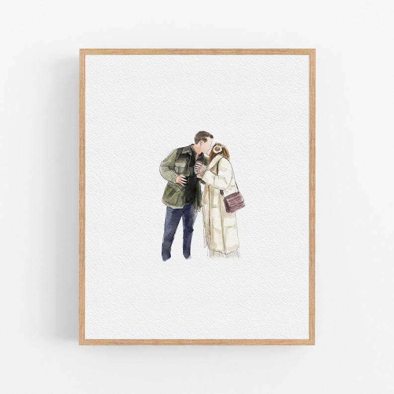 Personalized Watercolor Drawing, Minimal Portrait from photo, Family Portrait, Couples Portrait, Anniversary Gift, Christmas Gift image 4