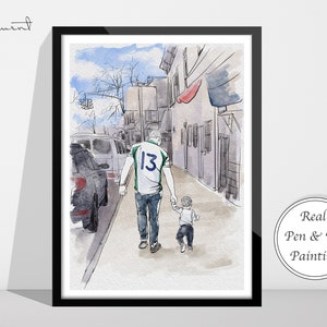 Aangepaste aquarel familieportret van foto, pen- en inkttekening, cadeaus voor het stel, jubileumcadeau, voorstelcadeau