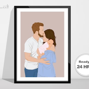 Custom Portrait, Personalised Photo, Faceless Portrait, Family Portrait, Custom Drawing, Gender Reveal Ideas