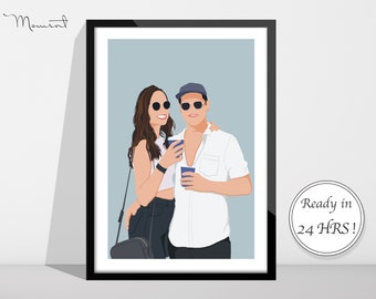 Retrato de pareja personalizado, retrato familiar personalizado, regalo de pareja, retrato sin rostro, ilustración personalizada, regalo de boda, regalo de amigo