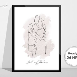 Customized  Line Drawing, Line Art, Family Portrait, Couple Portrait From Photo, Gifts for Birthday, Anniversary, Wedding & More