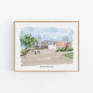 Custom Watercolor House Portrait, Wedding Venue drawing, New Home Housewarming Gift From Photo, First Home Gift, Realtor Closing Gift image 17