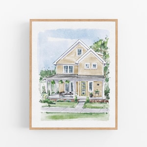Custom Watercolor House Portrait, Wedding Venue drawing, New Home Housewarming Gift From Photo, First Home Gift, Realtor Closing Gift image 4