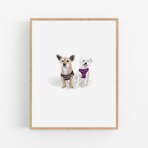 Custom Minimal Watercolor Pet Portrait, Pet Loss Gift,  Dog Portraits From Photo, Personalised Dog memorial Gift on Framed