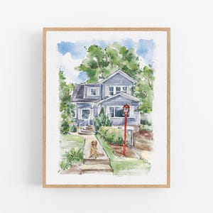 Custom Watercolor House Portrait, Wedding Venue drawing, New Home Housewarming Gift From Photo, First Home Gift, Realtor Closing Gift image 5