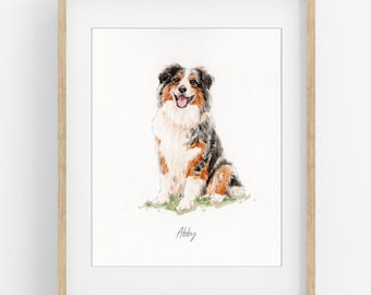Handmålat husdjursporträtt, miniatyr akvarell husdjursporträtt, anpassad hundmålning från foto, söt hundminnessak, hundminnesgåva
