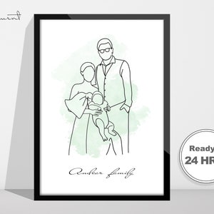 Custom line drawing, Sketch from photo, Wedding portrait, Custom Portrait, Family Portrait, Couples Portrait