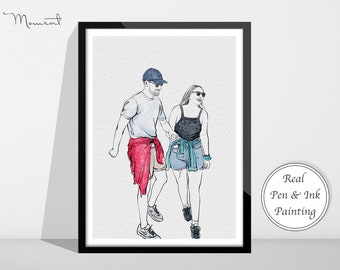 Custom Watercolor Portrait, 21st birthday gift for her, Gift for Mom, Boyfriend gift ideas, Wedding gift, Best friend gift, Couples gift