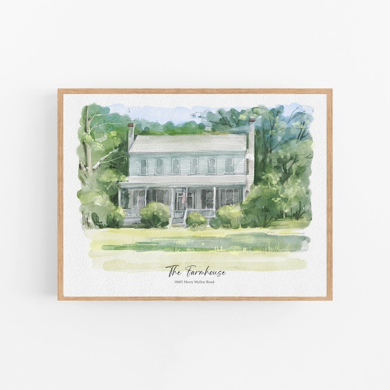 Custom Hand-Painted House Painting, New Home Housewarming Gift From Photo, Wedding Venue drawing, First Home Gift, Realtor Closing Gift image 6