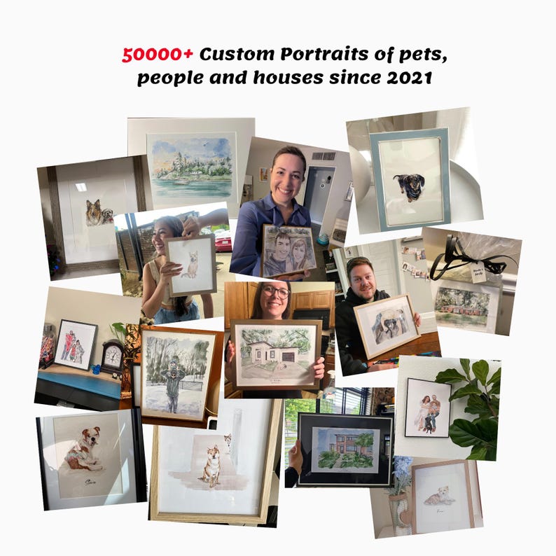 Aangepaste aquarel huisdier portret van foto, mini schilderij op maat voor huisdieren, hond herdenkingscadeau, attent huisdier cadeau, hond herdenkingscadeau afbeelding 12