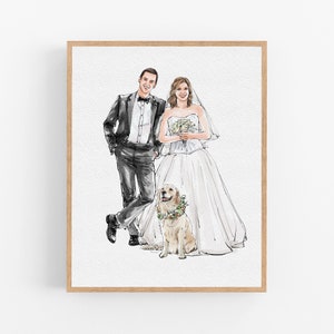 Custom Handpainted Pet with Family, Watercolor Family/Couple/Pet Portrait from photo, Thoughtful Pet Gift for dog lovers, Pet Death Gift image 1