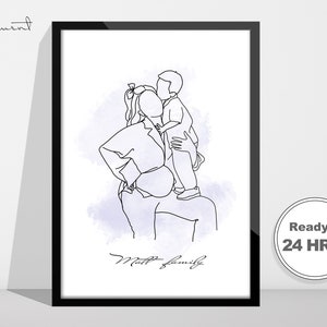 Custom Portrait Illustration, Custom line drawing, Custom Portrait, Family Portrait, Couples Portrait, Drawing From Photo