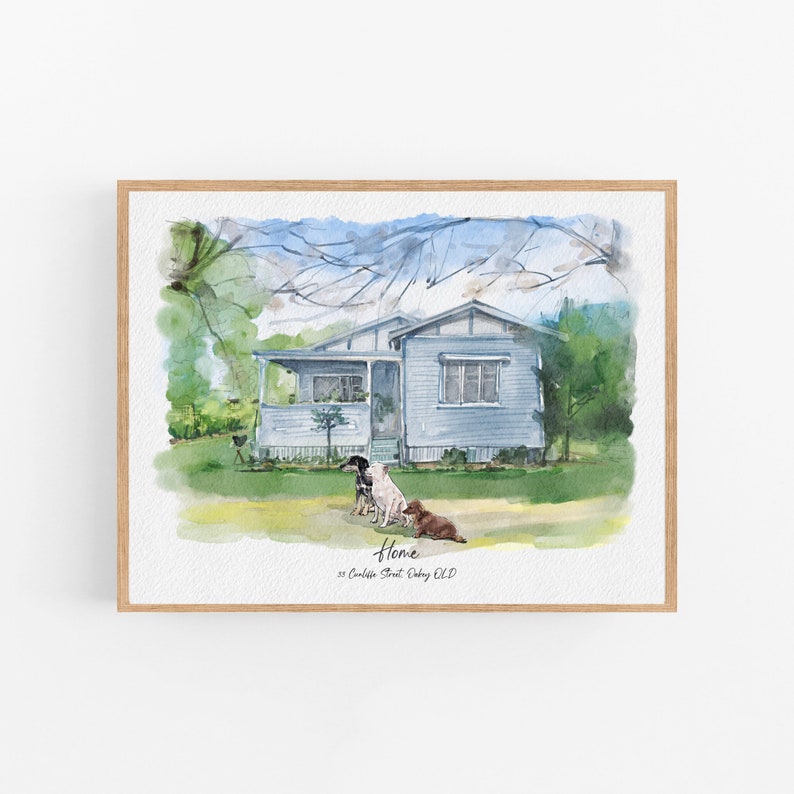 Custom Watercolor House Portrait, Wedding Venue drawing, New Home Housewarming Gift From Photo, First Home Gift, Realtor Closing Gift image 5