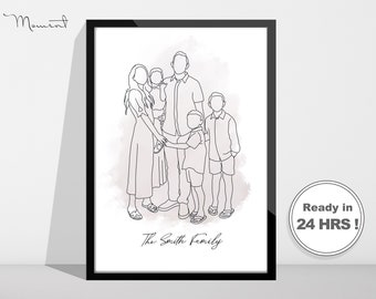 Benutzerdefinierte Linie Zeichnung, Linie Kunst, Familien Porträt, Paar Porträt vom Foto, Gesichtslos Porträt, Muttertagsgeschenk, Hochzeitsgeschenk