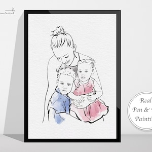 Family Portrait From Photo, Couples Gift, Wedding Gift, Engagement Gift, Anniversary Gift, Gift For Him