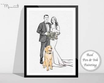 Custom Couple Portrait, Wedding Gift, Engagement Gift, Anniversary Gift, Gift For Him, Gift For Her, Couples Gift