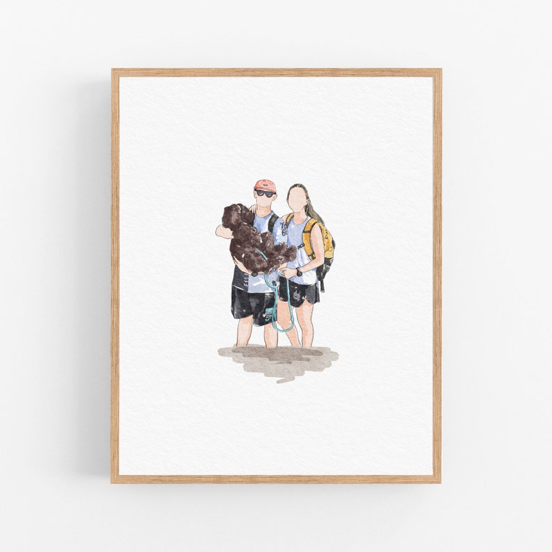 Personalized Watercolor Drawing, Minimal Portrait from photo, Family Portrait, Couples Portrait, Anniversary Gift, Christmas Gift image 2