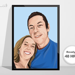Custom Cartoon Portrait Illustration from Photo, Personalized Drawing Cartoon, Family Portrait, Couple Portrait, Birthday & Anniversary Gift