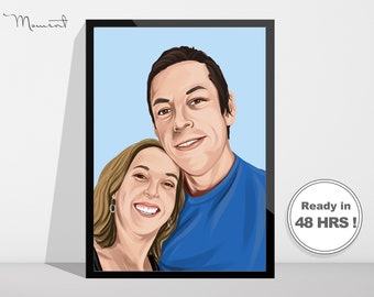 Custom Cartoon Portrait Illustration from Photo, Personalized Drawing Cartoon, Family Portrait, Couple Portrait, Birthday & Anniversary Gift