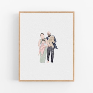 Personalized Watercolor Drawing, Minimal Portrait from photo, Family Portrait, Couples Portrait, Anniversary Gift, Christmas Gift image 3