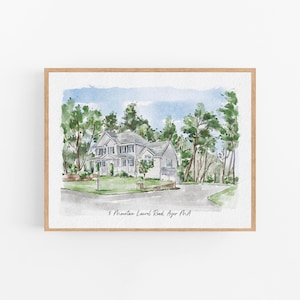 Custom Watercolor House Portrait, Wedding Venue drawing, New Home Housewarming Gift From Photo, First Home Gift, Realtor Closing Gift image 14