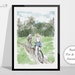 Watercolour Line People Portrait, Pen and Ink Drawing, Gifts For The Couple, Personalised Art, Custom family portrait 