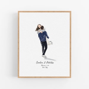 Gepersonaliseerde aquarel verjaardag familieportret, aangepaste bruiloft/verloving realistisch portret aquarel schilderij van foto
