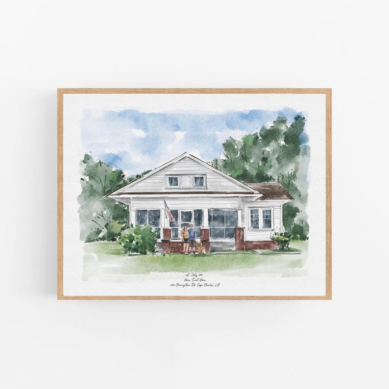 Custom Watercolor House Portrait, Wedding Venue drawing, New Home Housewarming Gift From Photo, First Home Gift, Realtor Closing Gift image 20