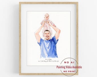 100% handgemaltes Vatertagsgeschenk vom Foto, Vatertagsgeschenk für Papa, erstes Vatertagsgeschenk, Geschenk von Frau und Tochter