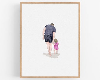 Personalisierte Aquarell Zeichnung, Minimal Portrait vom Foto, Familien Portrait, Paar Portrait, Jubiläum Geschenk, Weihnachtsgeschenk