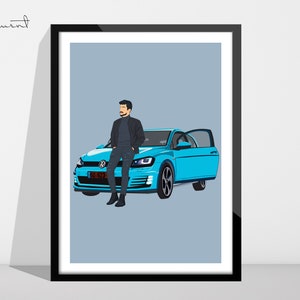 Digital Car Illustration, Classic car portrait, Custom Car Portrait, Personalised Car Photo, Anime Car Decal, Gift for car Lovers/Guy
