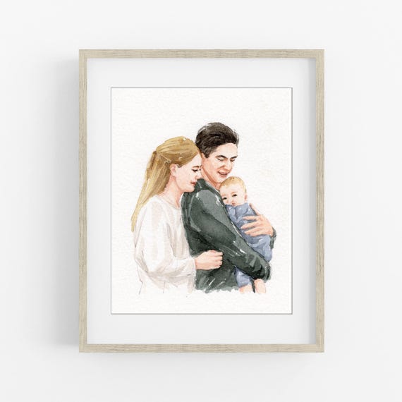 Custom Portrait for Mom and Dad, Family Portrait from Photo, Mother/Father's Day Gift, Nanny Gift, 1st Mothers Day, Gift from Daughter