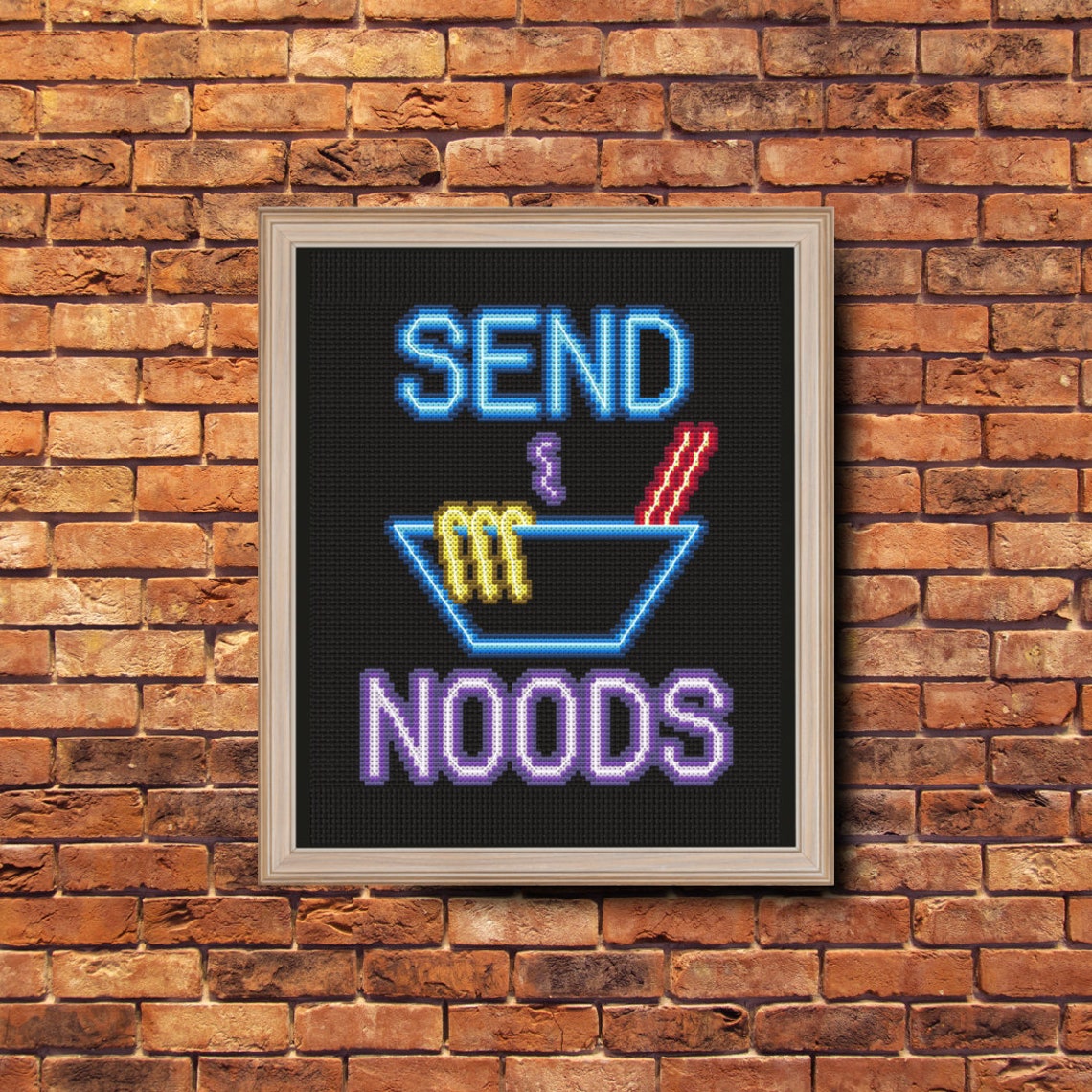 Neon ‘send Noods’ Cross Stitch Pattern, Embroidery Pattern - Etsy