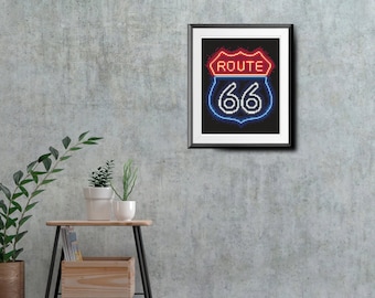 Route 66 Cross Stitch Pattern, Embroidery Pattern