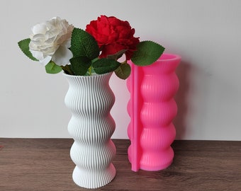Twisted Ribbed Pillar Vase Mold,Dried Flower Interior Decor Vase Mould, Resin Plaster Concrete Cement Planter Pot Silicone Mould