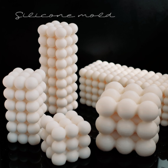 SILICANDO Molde de silicona para vela de burbujas, molde de cera de soja 15  en 1 hecho a mano, molde de vela de resina de mini cubo de burbujas 3D