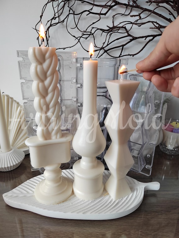 Acrylic square ball stacked column mould handmade Taper canlde mold for Unique candle making for Modern homedecor