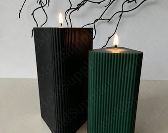 Geometric Ridged Ripples Unique Taper Striped Candle mould ,Unique Large Aesthetic Pillar Mold for Making Scented Soy Wax Decorative