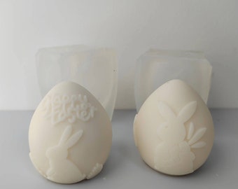 Candle Silicone Mold Rabbit Embossed Pattern Easter Egg Candle Silicone Mould For Making Scented Candle Gift