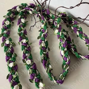 Personalized Handfasting Cord with Floral and Leaves,Viking Purple Handfast Rope for Hand Tying,Norse Handfasting,Tradition Celtic Knot Cord
