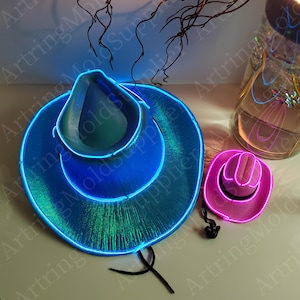 Cappello da cowboy personalizzato, cappello da cowgirl, cappello da cowboy neon, cappello da cowboy rave, vestito da cowgirl perfetto, cappello da cowboy per feste e cappello da addio al nubilato, regalo personalizzato
