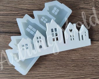 Silicone Mould,House slide-in Mould,houses for plug-in Wreath loop strips,Raysin casting mould