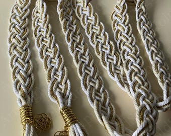 Personalized Handfasting Cord with Ivory,Viking-Irish Tradition Wedding Cord,Custom Celtic Ivory Handfast,Option to Personalize with Pendant