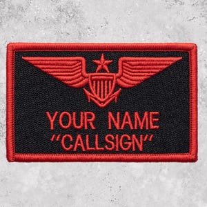 Toppa personalizzata con nome - Stile Top Gun / Pilota di caccia