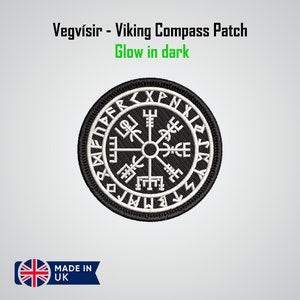 Vegvísir - Viking Compass Patch - Glow in the dark - 3 inch