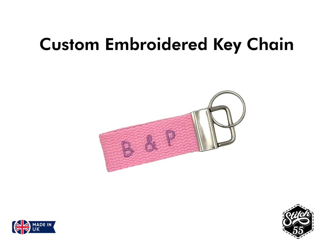 Custom Personalised Embroidered Key Chain / Keyring - Etsy