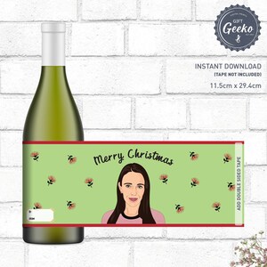 Jacinda Adern Merry Christmas Printable Wine Label | DIY Printable Gift Wrapping Digital Download | Printable Label, Instant download